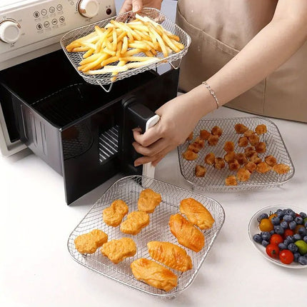 QUTTIN Rejilla Cuadrada Apilable para Freidora de Aire, Accesorio Air Fryer de Acero Inoxidable, 20 x 20 x 4 cm, Resistente hasta 180 °C