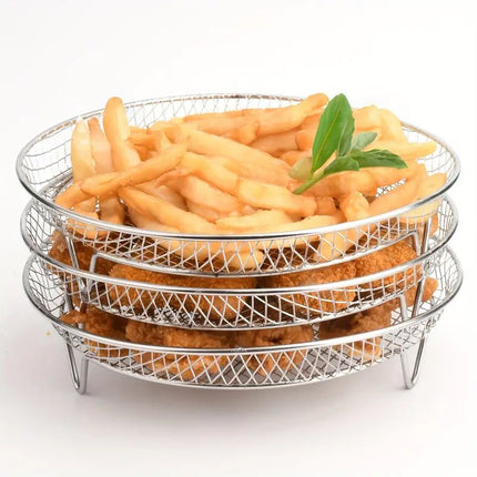 Rejilla Redonda Apilable para Freidora de Aire, 20 cm, Accesorio Metálico para Air Fryer, Soporte con Patas para Cocinar por Capas, Rejilla Redonda para Horno y Cocina