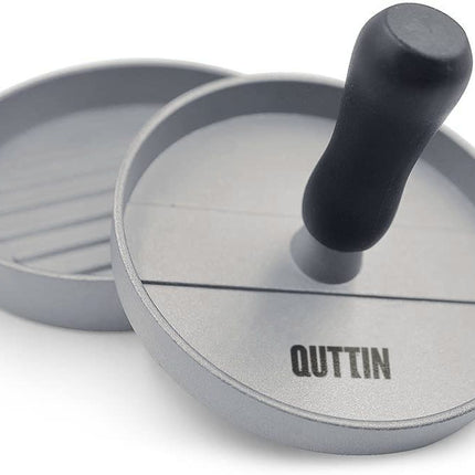 QUTTIN Prensa para Hamburguesas de Aluminio Fundido Antiadherente, Molde para Hamburguesa con Presión Uniforme, Ø 11,5 cm, Color Gris