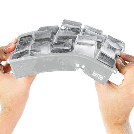 Quttin Cubitera Flexible de Silicona para 15 Cubitos de Hielo, Molde de Hielo Reutilizable, Cubitera Gris, 18,2 x 11,5 x 3,5 cm
