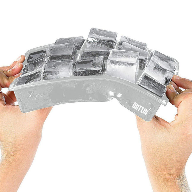 Quttin Cubitera Flexible de Silicona para 15 Cubitos de Hielo, Molde de Hielo Reutilizable, Cubitera Gris, 18,2 x 11,5 x 3,5 cm