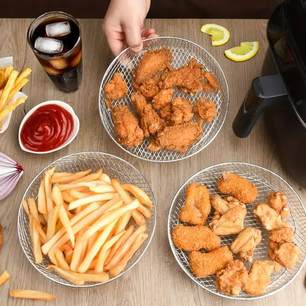 Rejilla Redonda Apilable para Freidora de Aire, 20 cm, Accesorio Metálico para Air Fryer, Soporte con Patas para Cocinar por Capas, Rejilla Redonda para Horno y Cocina