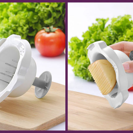 Quttin Mandolina de Cocina 5 en 1 Multifunción con Cuchillas Intercambiables y Protector de Manos, Acero Inoxidable, 28 x 11,3 x 3 cm