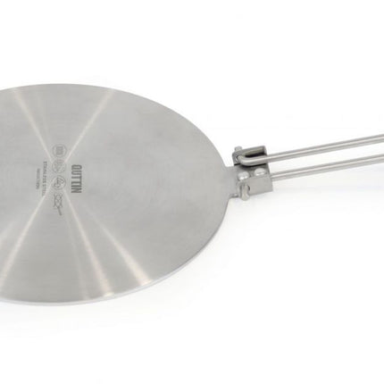 QUTTIN Adaptador para Placa de Inducción de Acero Inoxidable, Disco Difusor de Calor de 24 cm con Mango Plegable para Ollas, Sartenes y Cafeteras
