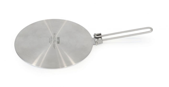 QUTTIN Adaptador para Placa de Inducción de Acero Inoxidable, Disco Difusor de Calor de 24 cm con Mango Plegable para Ollas, Sartenes y Cafeteras