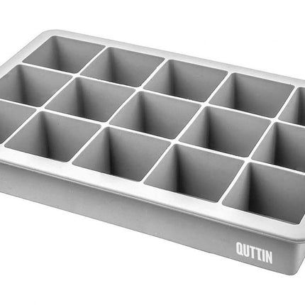 Quttin Cubitera Flexible de Silicona para 15 Cubitos de Hielo, Molde de Hielo Reutilizable, Cubitera Gris, 18,2 x 11,5 x 3,5 cm