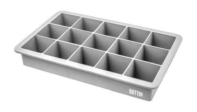 Quttin Cubitera Flexible de Silicona para 15 Cubitos de Hielo, Molde de Hielo Reutilizable, Cubitera Gris, 18,2 x 11,5 x 3,5 cm