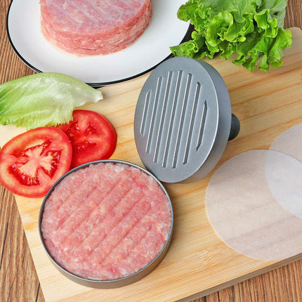 QUTTIN Prensa para Hamburguesas de Aluminio Fundido Antiadherente, Molde para Hamburguesa con Presión Uniforme, Ø 11,5 cm, Color Gris