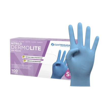 Dermolite Guantes de Nitrilo sin Polvo Azul - Talla S pequeño