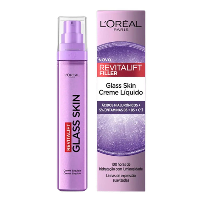 L'Oréal Paris Revitalift Glass Skin Crema Líquida – Tratamiento Facial Hidratante y Luminosidad Efecto Piel de Cristal 50 ml