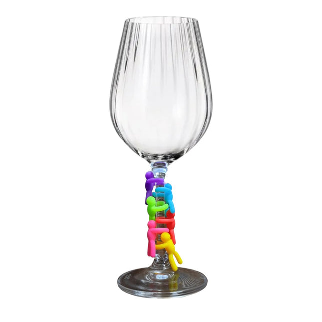 Marcadores de copas 6 uds, muñecos de silicona multicolor para identificar copas de vino y cava, marca vasos reutilizable para fiestas y reuniones