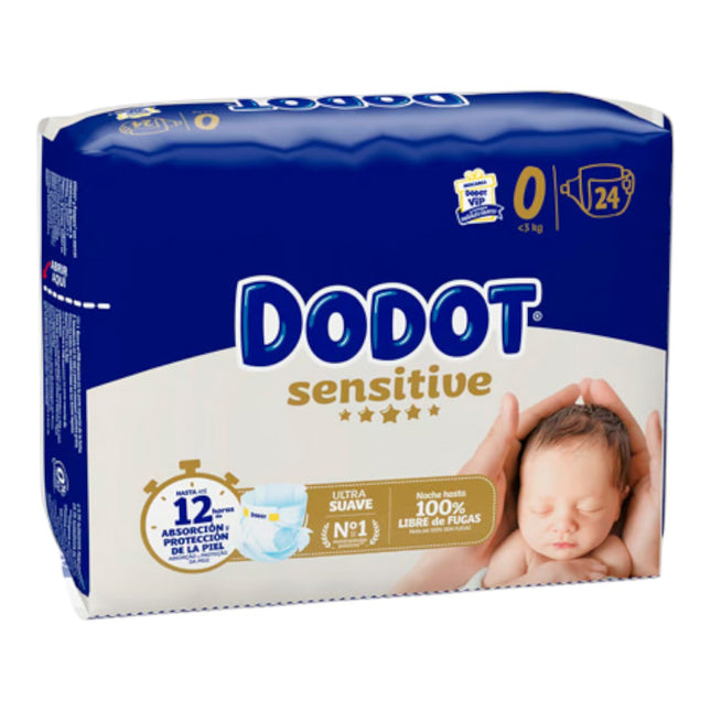 Dodot Sensitive Talla 0 Pañales Recién Nacido <3 kg – Pack 8 x 24 uds (192 pañales)