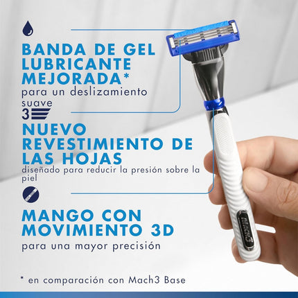 Gillette MACH3 Turbo – Recambios de cuchillas de afeitar, Pack XL 8 unidades | 3 hojas anti-fricción con banda lubricante | hasta 15 afeitados cómodos por recambio | compatible con todos los mangos MACH3