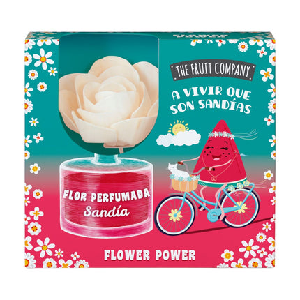 The Fruit Company Flor Perfumada Sandía 55 ml – Flower Power – Ambientador difusor decorativo con flor absorbente | Aroma sandía dulce y fresca | Para hogar y oficina