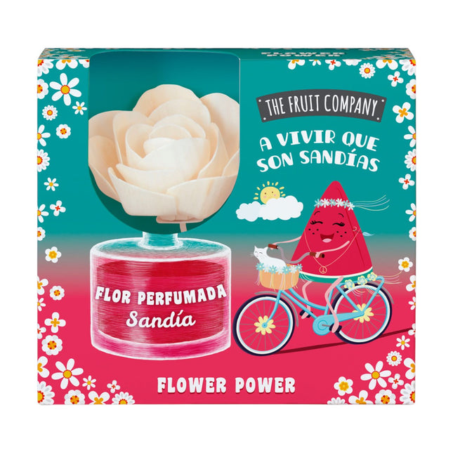 The Fruit Company Flor Perfumada Sandía 55 ml – Flower Power – Ambientador difusor decorativo con flor absorbente | Aroma sandía dulce y fresca | Para hogar y oficina