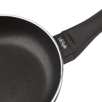 Sartén antiadherente para inducción, aluminio con fondo difusor apto para todo tipo de cocinas, mango ergonómico negro, interior antiadherente Ø26 cm de diámetro
