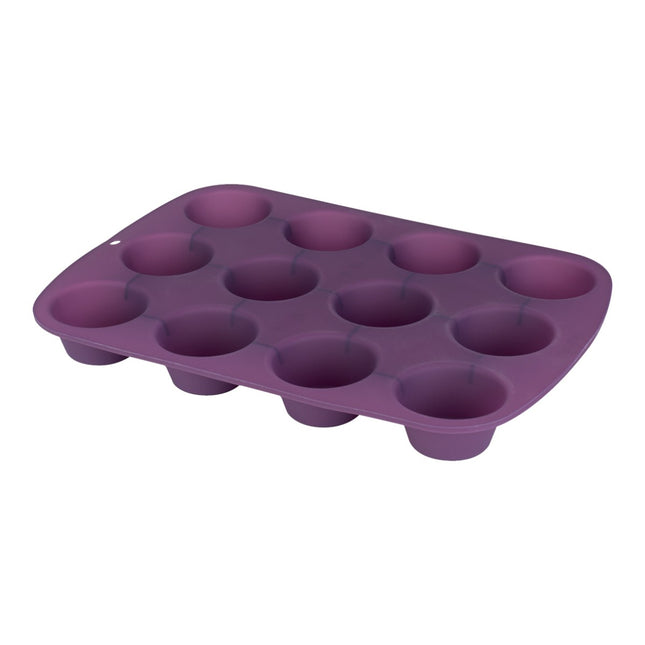 Molde de silicona color morado de 12 Magdalenas Ø 6 cm