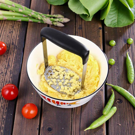 Prensador de patatas acero inoxidable con mango ergonómico, machacador de puré para patatas y verduras, utensilio de cocina