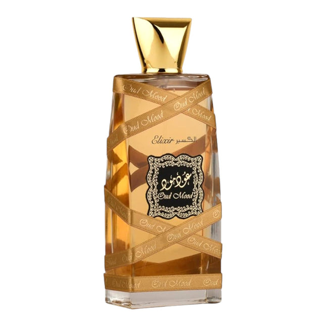Lattafa Oud Mood Elixir Eau de Parfum 100 ml – Perfume unisex ambarado con oud, vainilla y especias, gran fijación y estela intensa