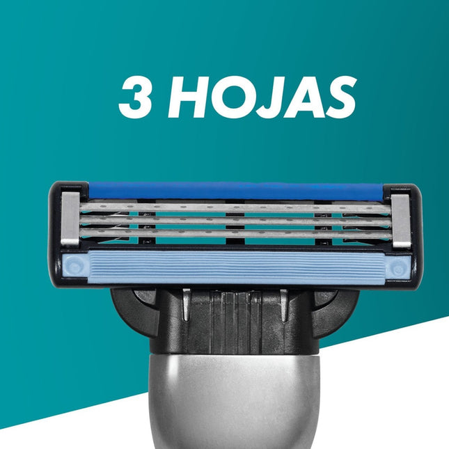 Gillette MACH3 Recambios de Cuchillas, Pack 12 — 3 Hojas con Banda Lubricante y Microfins, Hasta 12 Meses de Afeitado, Compatibles con Mangos MACH3/MACH3 Turbo