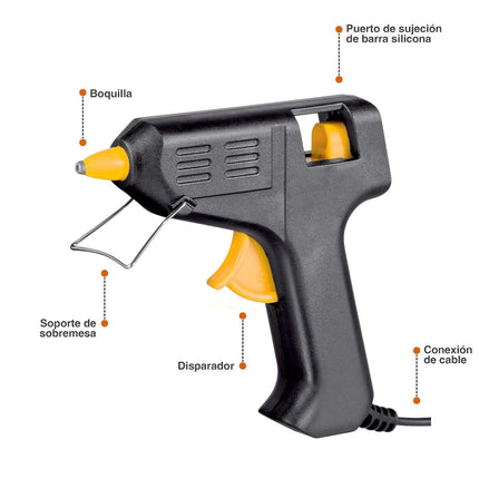 Pistola de Silicona Caliente 20W 220-240V con Soporte Metálico y 2 Barras Incluidas – Ideal para Manualidades y Reparaciones en el Hogar