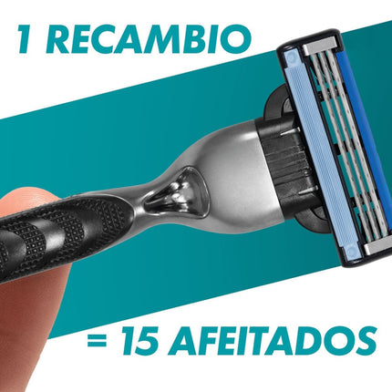 Gillette MACH3 Recambios de Cuchillas, Pack 12 — 3 Hojas con Banda Lubricante y Microfins, Hasta 12 Meses de Afeitado, Compatibles con Mangos MACH3/MACH3 Turbo