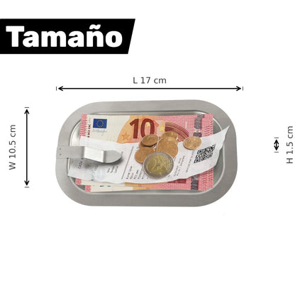 MY BAR Bandeja Portacuenta de Acero Inoxidable con Clip | Antihuellas y fácil de limpiar | Para restaurante, bar y cafetería | 17×10,5×1,5 cm
