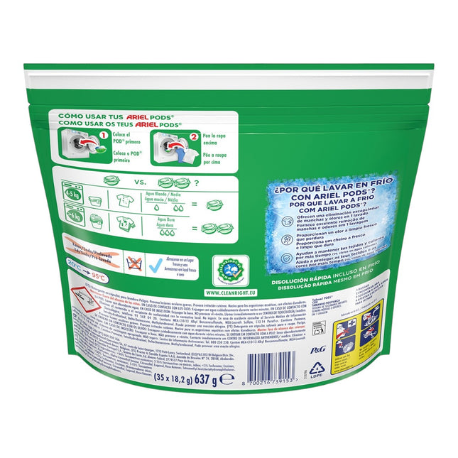 Ariel Todo En 1 PODS Color – 35 cápsulas | Detergente en cápsulas para ropa de color, elimina manchas y malos olores en 1 lavado, protege el color, eficaz incluso en agua fría