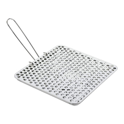 Quttin Tostador de Pan para Cocina de Gas 20 x 20 cm – Parrilla tostadora portátil con base metálica perforada y mango plegable | Tuesta 1–2 rebanadas | Ideal camping, caravana y cocina sin electricidad