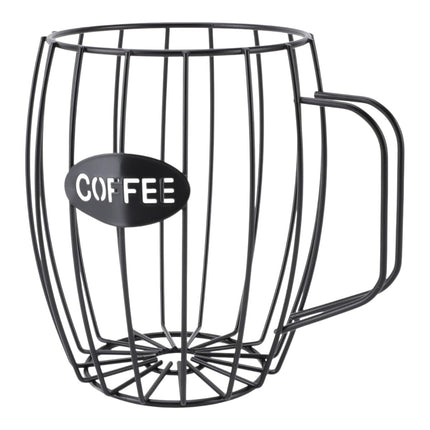 Soporte para cápsulas de café en forma de taza, metal negro, compatible con todo tipo de cápsulas