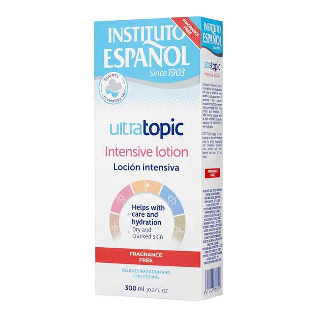 Instituto Español Ultratopic Loción Intensiva Sin Perfume 300 ml – Hidratación Profunda para Piel Seca, Sensible y Atópica