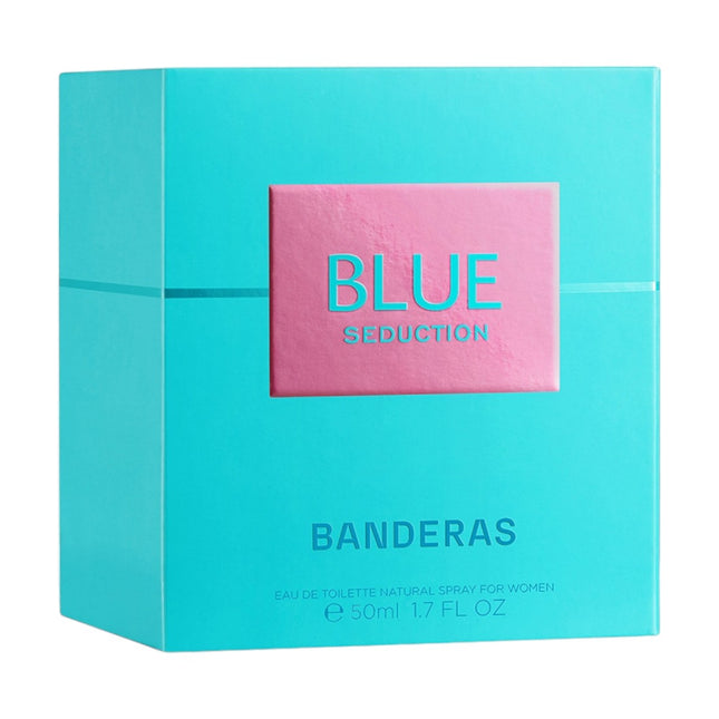 Antonio Banderas Blue Seduction Mujer EDT 50 ml – fragancia floral frutal acuática, fresca y luminosa para uso diario; un perfume femenino, joven y elegante
