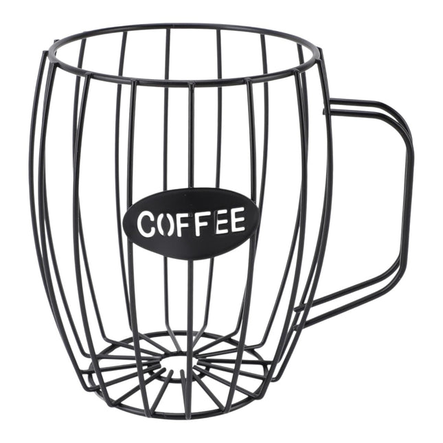 Soporte para cápsulas de café en forma de taza, metal negro, compatible con todo tipo de cápsulas