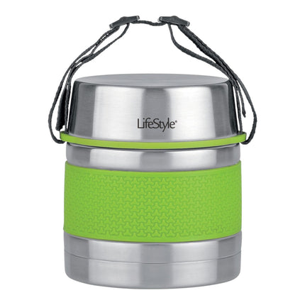 Termo para sólidos 1200 ml, fiambrera térmica acero inoxidable doble pared con vacío, recipiente interior y asa, mantiene comida caliente o fría