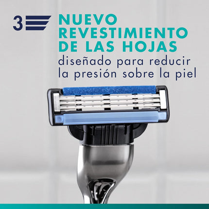 Gillette Mach3 Recambios de Cuchillas de Afeitar Hombre Pack 5 – 3 Hojas de Precisión con Banda Lubricante | Compatible con Mangos Mach3