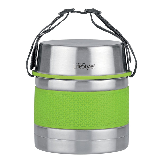 Termo para sólidos 750 ml, fiambrera térmica acero inoxidable doble pared con vacío, recipiente interior y asa, mantiene comida caliente o fría