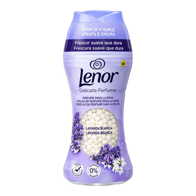 Lenor Delicate Perfume Perlas de Perfume para la Ropa, Lavanda Blanca, Potenciador de Aroma para Lavadora, Aroma Suave y Duradero, 195 g
