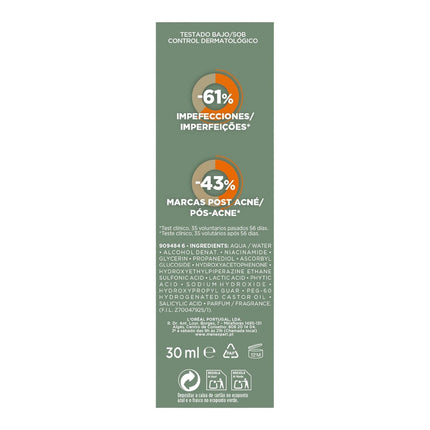 L’Oréal Paris Men Expert Derma Control Sérum Anti-Imperfecciones 30 ml, con 3% Niacinamida y Ácido Salicílico, para Piel Grasa con Tendencia Acnéica