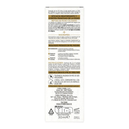 L'Oréal Paris Age Perfect Sérum Reafirmante 30 ml, Micro-Colágeno Péptido y Niacinamida, Sérum Facial Anti-Flacidez para Piel Madura
