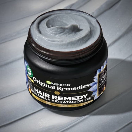 Garnier Original Remedies Hair Remedy Mascarilla Hidratación 72H 340 ml, con Carbón Magnético y Aceite de Semilla Negra, para Puntas Secas, Sin Efecto Graso, Sin Siliconas