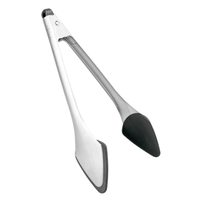 LifStyle Pinzas de Cocina de Acero Inoxidable y Silicona, Tenazas Multiusos para Barbacoa, Ensaladas, Repostería y Cocina, Color plateado y Negro