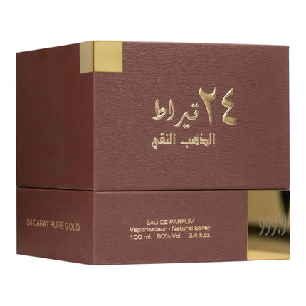 Lattafa 24 Carat Pure Gold Eau de Parfum 100 ml, Perfume Unisex Oriental con Aroma Intenso, Fragancia Árabe Elegante, Formato Spray