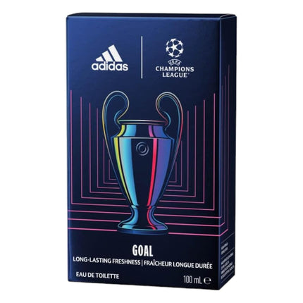 Adidas UEFA Champions League Goal Eau de Toilette Hombre, 100 ml, Fragancia Masculina Fresca Aromática Verde, Colonia Deportiva de Larga Duración