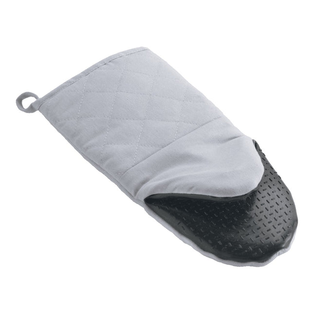 Metaltex Guante de Horno Antideslizante, Manopla de Cocina Algodón y Goma, Resistente al Calor hasta 250 ºC, Válido para Zurdos y Diestros, Gris