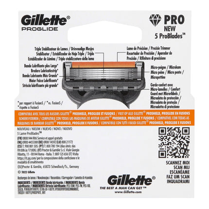 Gillette ProGlide Recambios de Afeitar Hombre, 4 Cabezales con 5 ProBlades, Cuchillas de Recambio Compatibles con Gillette ProShield, ProGlide y Fusion5
