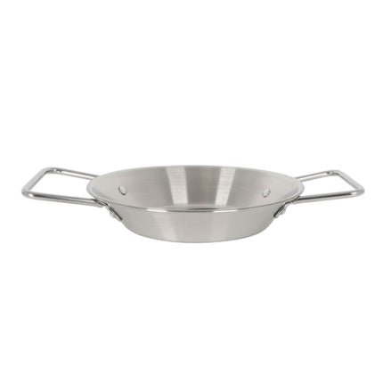 Sartén Mini Paellera de Acero Inoxidable con Asas, Plato Metálico para Tapas, Paella, Fideuá Ø 17 cm