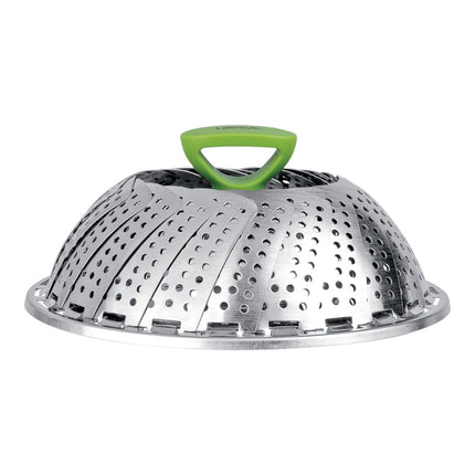 Cestillo Cocedor Vapor Plegable de Acero Inoxidable 22 cm, Vaporera Universal para Verduras, Dumplings, Patatas y Pescado, Cesta Ajustable con Asa