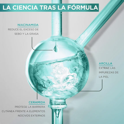 Garnier PureActive Gel Limpiador Purificante Suave 250 ml, Limpiador Facial con Ácido Salicílico, Niacinamida, Arcilla y Ceramida, Sin Perfume