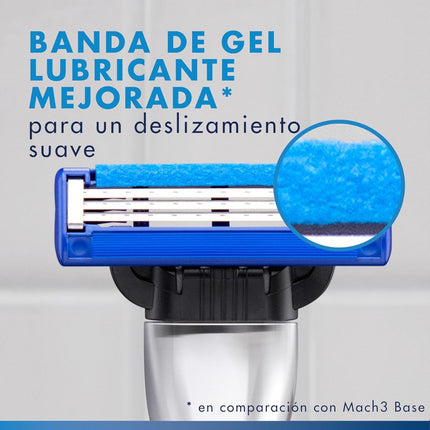 Gillette Mach3 Turbo Recambios de Afeitado Hombre, 16 Cabezales, Compatibles con Mangos Mach3, 3 Hojas, Banda de Gel Lubricante Mejorada