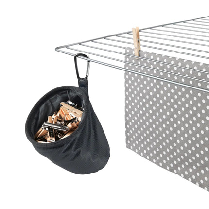 Metaltex PEGGY Bolsa para Pinzas de Ropa con Mosquetón, Portapinzas Colgante de Poliéster, Bolsa Ovalada con Cordón de Cierre para Tendedero